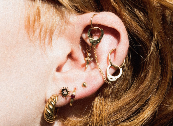 Woman with Multiple Ear Piercings