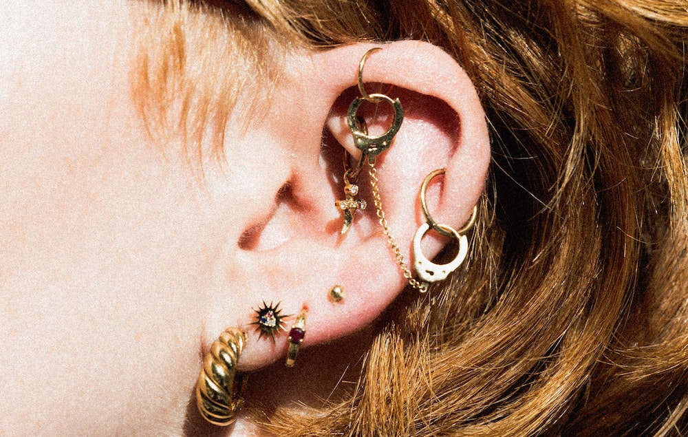 Woman with Multiple Ear Piercings