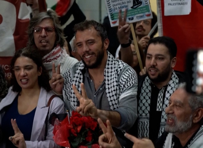 Flotilla activist Thiago Ávila arrives in Brazil